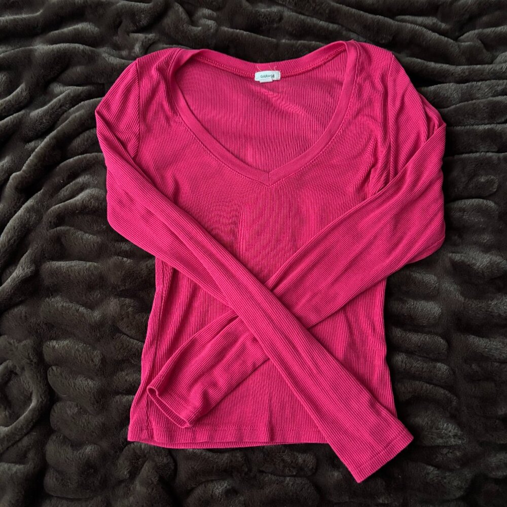 Garage Magenta V-Neck Long Sleeve